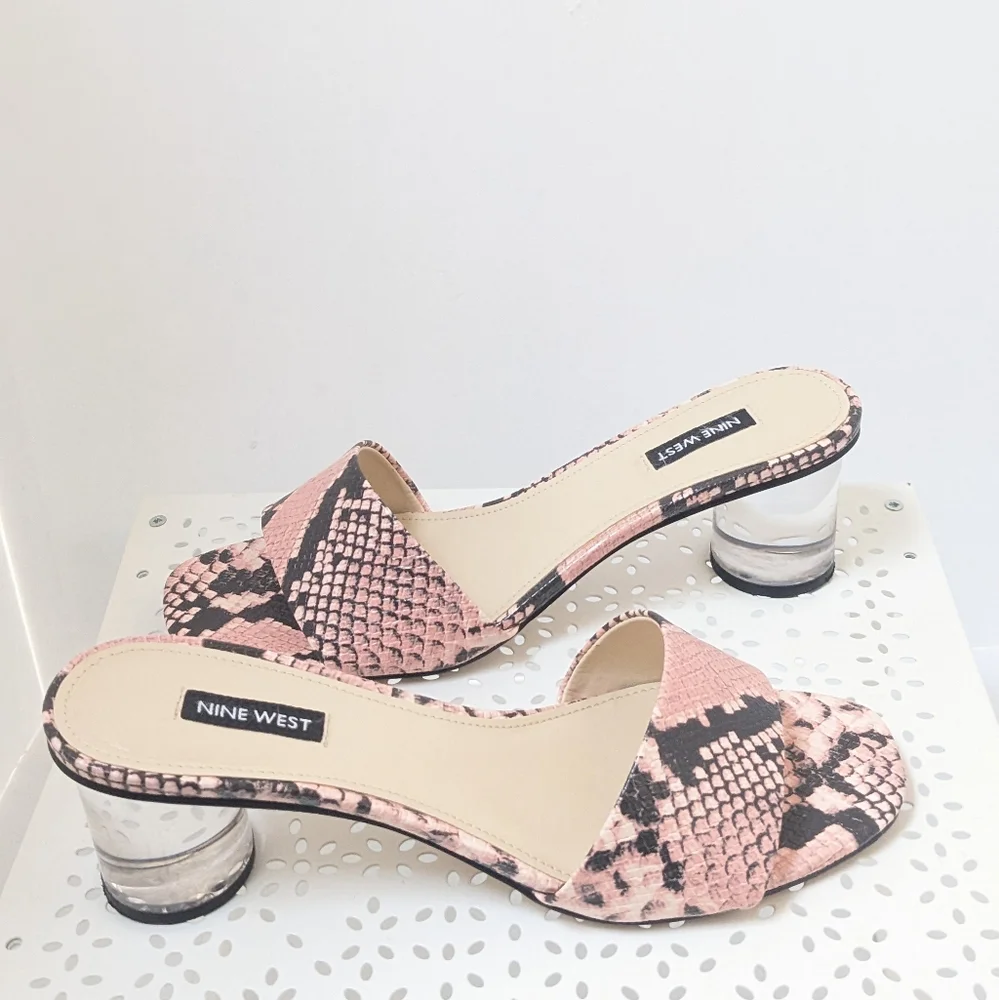 Nine west pink snakeskin sandals - Picture 1 of 16